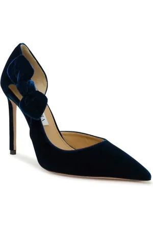 Aquazzura Sko, Dame, Blå, 40 EU, Blå Velvet Sløjfe Pumps