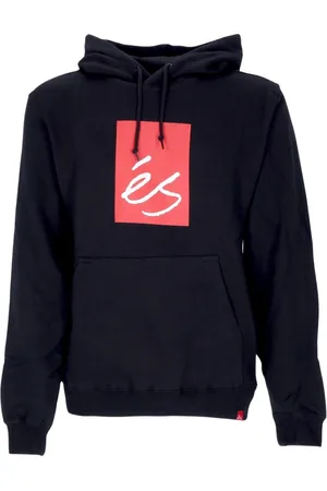 Es Sweathshirts & Hoodi, Herre, Sort, XL, Bomuld, Sort Fleece Hoodie med Kængurulomme