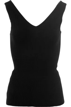 CRUSH Top, Dame, Sort, S, Ribbet tanktop med V-udskæring