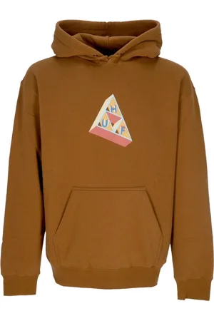 Huf Sweathshirts & Hoodies, Herre, Brun, S, Bomuld, Hættetrøje med Triple Triangle Print