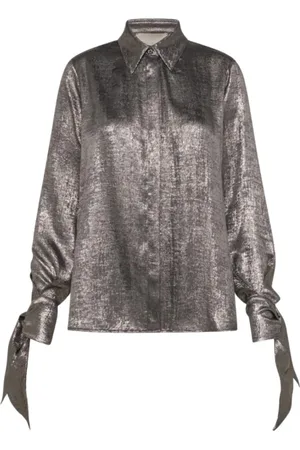 MOMONÍ Bluser & Skjorter, Dame, Grå, XS, Polyester, Lamineret Fluida Sake Skjorte