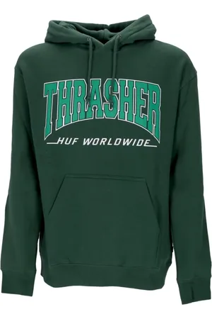 Huf Sweathshirts & Hoodies, Herre, Grøn, XL, Bomuld, Grøn hættetrøje med Thrasher-logo