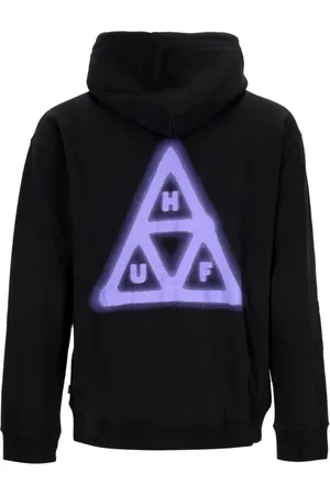 Huf Sweathshirts & Hoodies, Herre, Sort, XL, Bomuld, Sort hættetrøje med lynlås og snøre