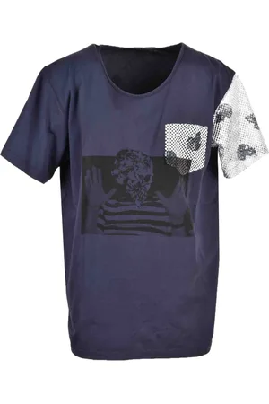 GABRIELE PASINI Top, Herre, Blå, M, Bomuld, Blå Print Kortærmet T-shirt