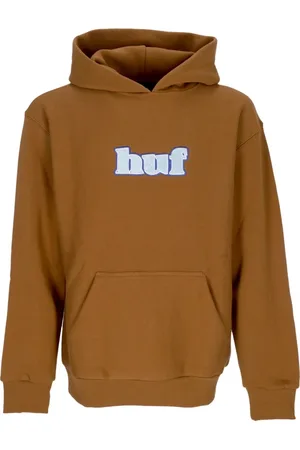Huf Sweathshirts & Hoodies, Herre, Brun, XL, Bomuld, Tung Gummihættetrøje med Logopatch