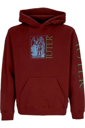 IUTER Sweathshirts & Hoodies, Herre, Rød, XL, Bomuld, Burgundy World Hoodie med Kangaroo Lomme