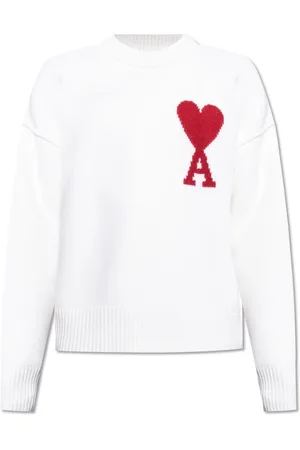 Ami Strik, Herre, Hvid, XL, Uld, Trøje med logo
