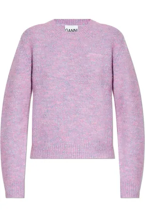 Ganni Strik, Dame, Lyserød, M, Bomuld, Ribstrikket Sweater
