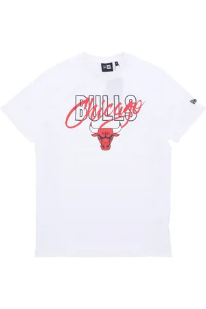 New Era Top, Herre, Hvid, XL, Bomuld, Chicago Bulls Script Tee Hvid/Rød