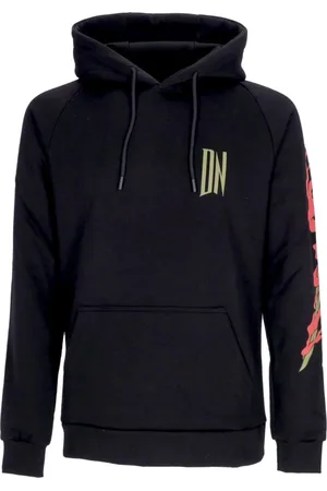 DOLLY NOIRE Sweathshirts & Hoodies, Herre, Sort, XS, Bomuld, Sort Drage Hættetrøje med Kængurulomme