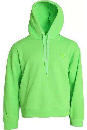 Dolce & Gabbana Sweathshirts & Hoodies, Herre, Grøn, 3XL, Polyester, Neon Grøn Logo Hættetrøje Sweater