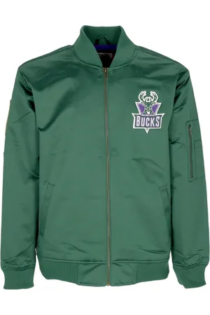 Mitchell & Ness Jakke, Herre, Grøn, L, Satin, Milwaukee Bucks NBA Letvægts Satin Bomber