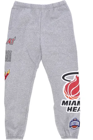 Mitchell & Ness Bukser, Herre, Grå, L, Bomuld, Miami Heat Fleece Tracksuit Bukser
