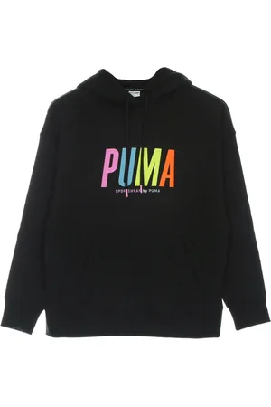 PUMA Sweathshirts & Hoodies, Dame, Sort, XS, Bomuld, Sort Grafisk Hættetrøje Letvægts Sweatshirt
