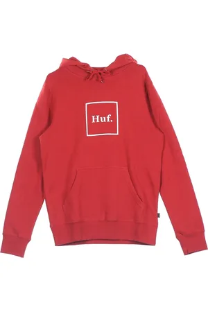 Huf Sweathshirts & Hoodies, Herre, Rød, XL, Bomuld, Rød Box Logo Hættetrøje