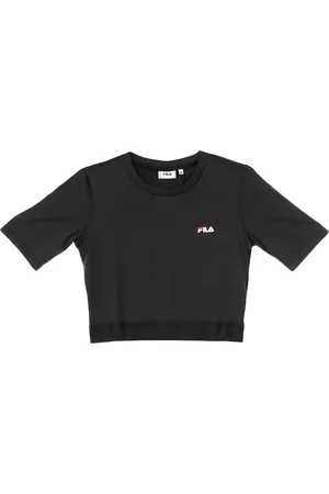 Fila Top, Dame, Sort, S, Uld, Sort Cropped Crewneck Tee med Logo
