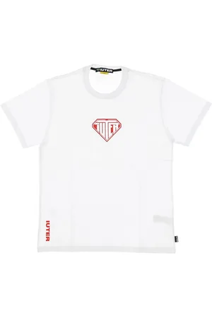 IUTER Top, Herre, Hvid, XL, Bomuld, Hvid Logo Tee Kortærmet T-Shirt