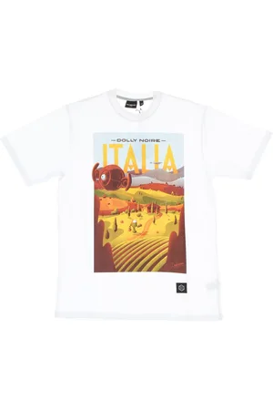 DOLLY NOIRE Top, Herre, Hvid, XL, Bomuld, Italien Toscana Tee Hvid Kortærmet