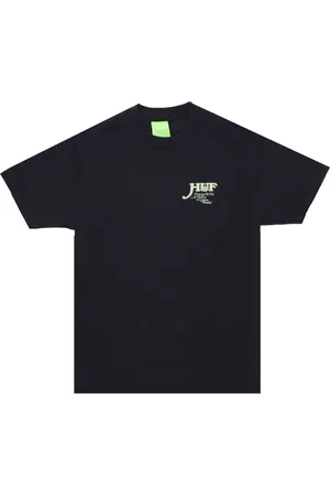 Huf Top, Herre, Sort, S, Bomuld, Sort Crew Neck Tee med Green Buddy Print