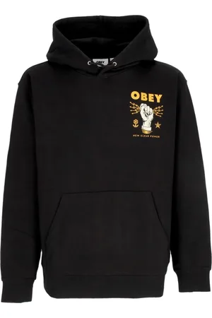 Obey Sweathshirts & Hoodies, Herre, Sort, XS, Bomuld, Let Hættetrøje Ny Clear Power Hoodie Fleece Sort