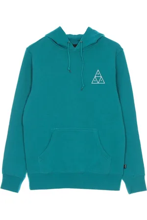 Huf Sweathshirts & Hoodies, Herre, Blå, S, Bomuld, Tropisk Grøn Hoodie med Kængurulomme