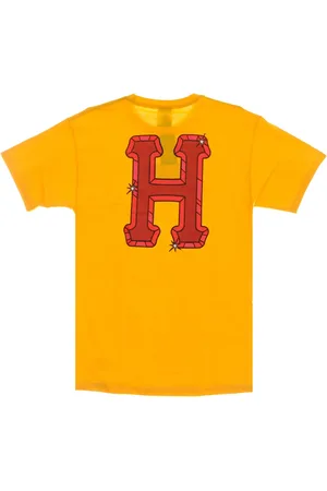 Huf Top, Herre, Gul, XL, Uld, Guld Herre Tee med Logo Print