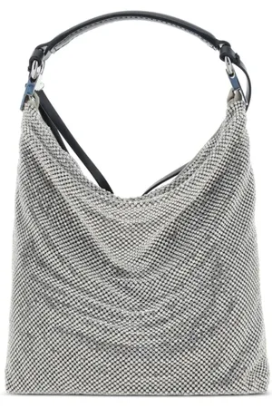 BENEDETTA BRUZZICHES Taske, Dame, Grå, ONE SIZE, Uld, Rhinestone-udsmykket sølvfarvet taske