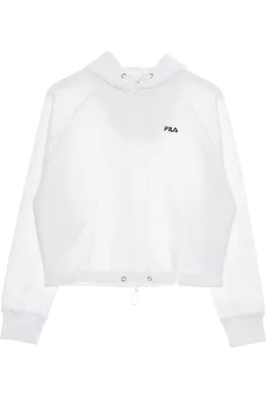 Fila Sweathshirts & Hoodies, Dame, Hvid, XS, Bomuld, Hvid Cropped Hoodie med Snøre