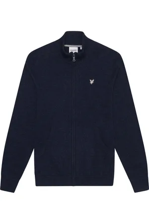 Lyle & Scott Strik, Herre, Blå, L, Cashmere, Cashmere Blend Zip Through Jumper