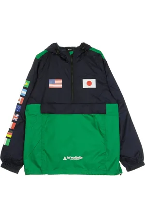 Huf Jakke, Herre, Flerfarvet, M, Uld, Flags Anorak Jakke Navy