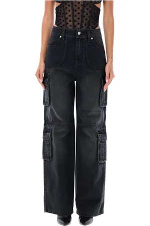 MISBHV Jeans, Dame, Sort, W25, Denim, Sort Vasket Denim Cargo Bukser