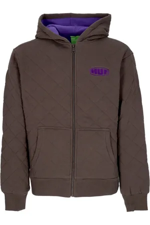 Huf Sweathshirts & Hoodies, Herre, Brun, M, Bomuld, Quiltet Lynlås Hættetrøje med Termisk Foring
