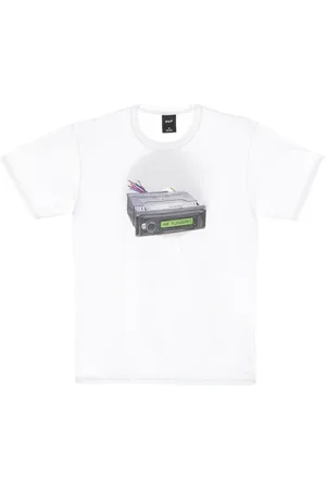 Huf Top, Herre, Hvid, S, Bomuld, Hvid Tee med Print Foran/Bagpå