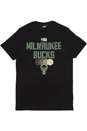 New Era Top, Herre, Sort, S, Bomuld, Milwaukee Bucks NBA Grafisk Tee