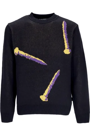 IUTER Strik, Herre, Sort, M, Bomuld, Sort Crewneck Broderet Sweater