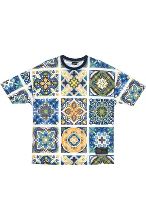 DOLLY NOIRE Top, Herre, Flerfarvet, L, Polyester, Maioliche Mønster Tee