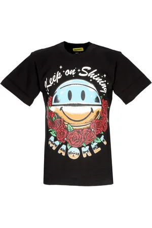 MARKET Top, Herre, Sort, L, Bomuld, Smilende Smiley T-shirt Sort Herre T-shirt