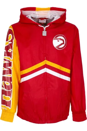 Mitchell & Ness Sweathshirts & Hoodies, Herre, Rød, L, Uld, Atlanta Hawks Windbreaker Fuldt Lynlås Rød/Gul