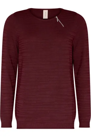 Skovhuus Strik, Dame, Brun, L, Bomuld, Struktureret Pullover med Lynlåsbluse