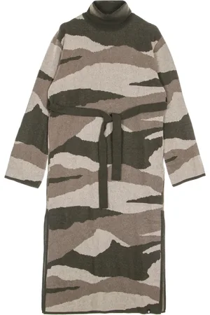 Element Kjole, Dame, Flerfarvet, S, Bomuld, Langærmet Høj Hals Camo Kjole
