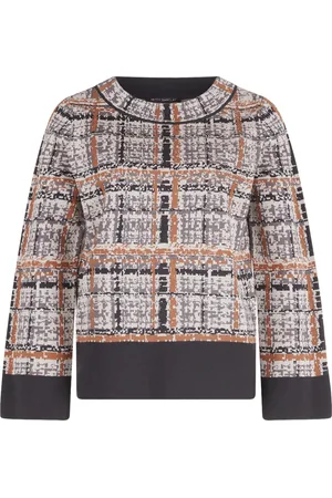 Betty Barclay Strik, Dame, Grå, 3XL, Bomuld, Jacquard Striktrøje med Hotfix-detaljer