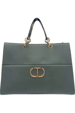 Twin-Set Taske, Dame, Grøn, ONE SIZE, Uld, Struktureret Håndtaske med Aftagelig Skulderrem