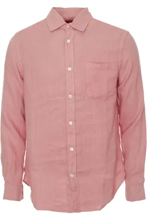 Portuguese Flannel Skjorte, Herre, Lyserød, M, Linned, Linnedskjorte Kent Krave Knaplukning Brystlomme