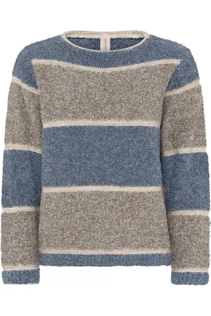 Skovhuus Strik, Dame, Flerfarvet, L, Bomuld, Stribet Bouclè Pullover Sweater