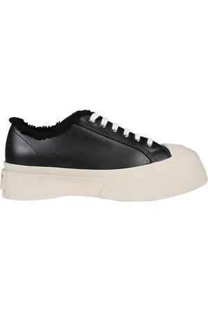 Marni Sko, Dame, Sort, 40 EU, Shearling Lace-Up Sneakers