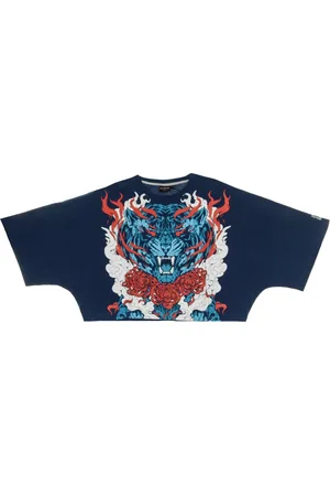 DOLLY NOIRE Top, Dame, Flerfarvet, M, Uld, Navy Kvinders Cropped T-shirt