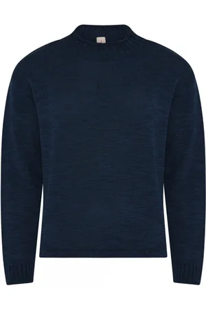 Skovhuus Strik, Dame, Blå, L, Bomuld, Melange Turtleneck Pullover Bluse Marine