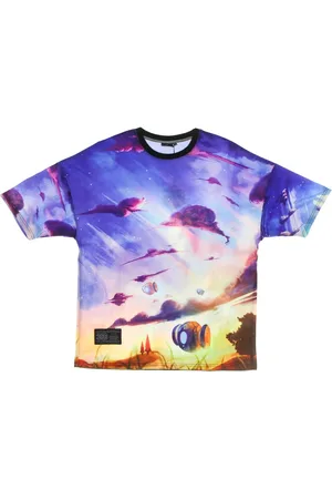 DOLLY NOIRE Top, Herre, Flerfarvet, L, Polyester, Solnedgang Oversize Tee Multi T-Shirt