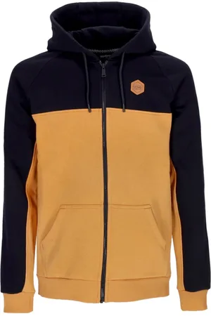 DOLLY NOIRE Sweathshirts & Hoodies, Herre, Flerfarvet, XL, Bomuld, Sort/Khaki Lynlås Hættetrøje med Snøre