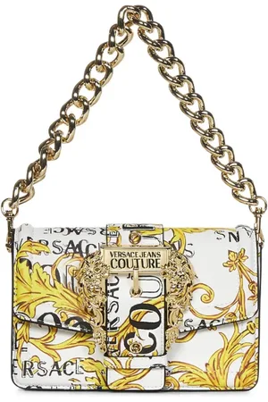 VERSACE Taske, Dame, Flerfarvet, ONE SIZE, Uld, Barok Print Hvid Håndtaske med Logospænde